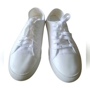 J/Slides NYC White Cushioned Footbed Rubber Sole Canvas Lace-up Sneakers Sz 9